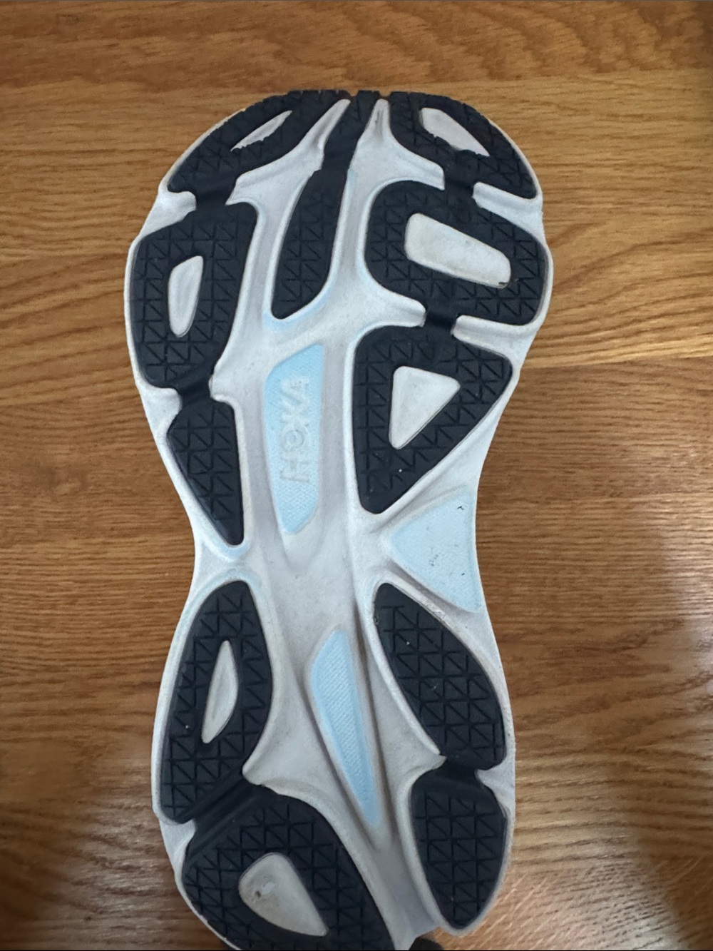 Hoka Bondi 8 Navy Shoes with Teal Midsole and Coral Logo - Picture 7 of 8